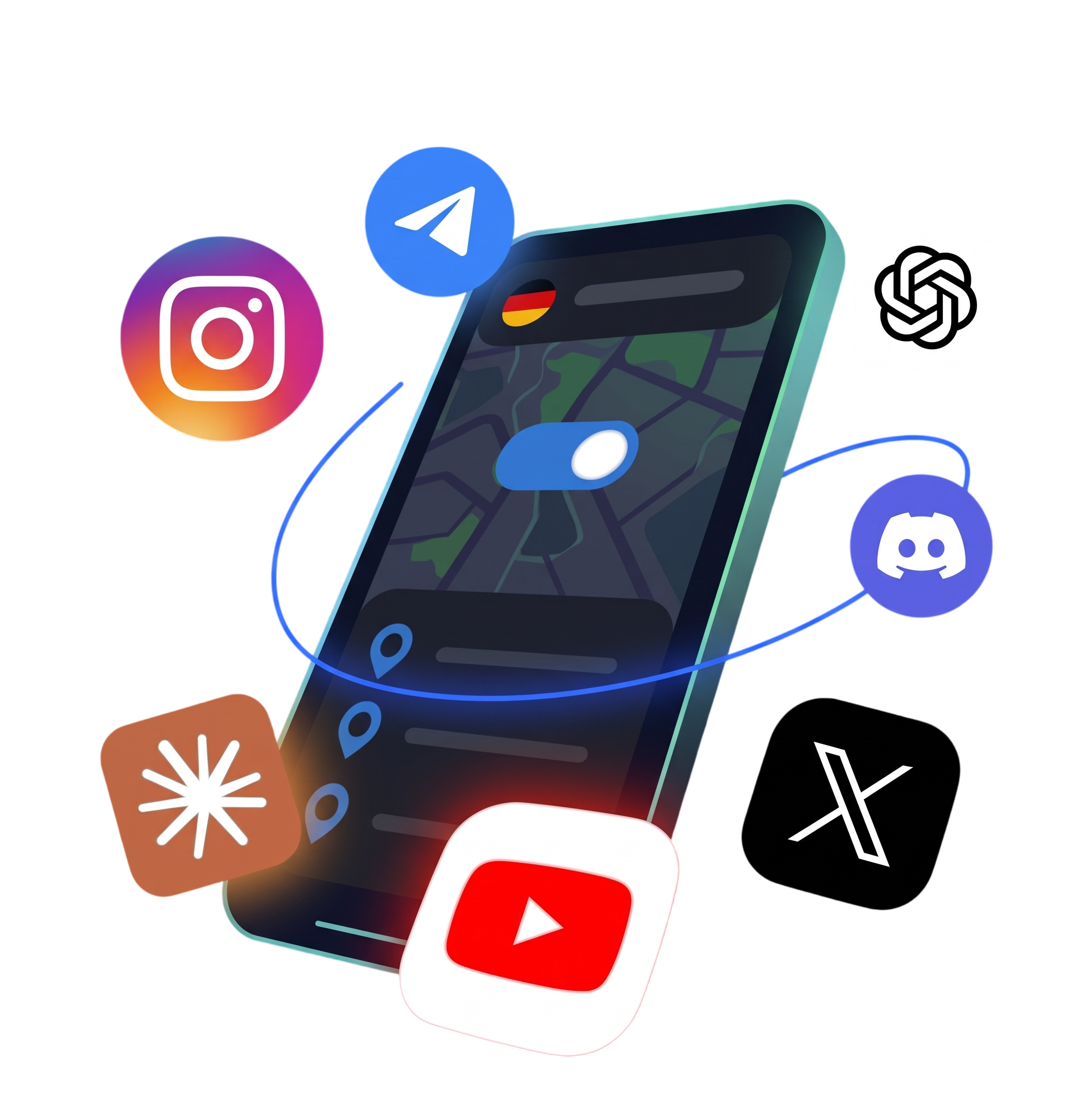 Aether VPN на смартфоне — скоростной доступ к YouTube, Instagram, ChatGPT